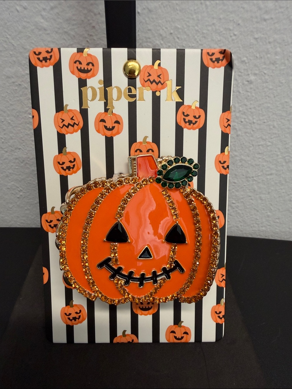 Piper K | October Fun Pumpkin Metal Hair Clip w/ Rhinestone Accents 🎃